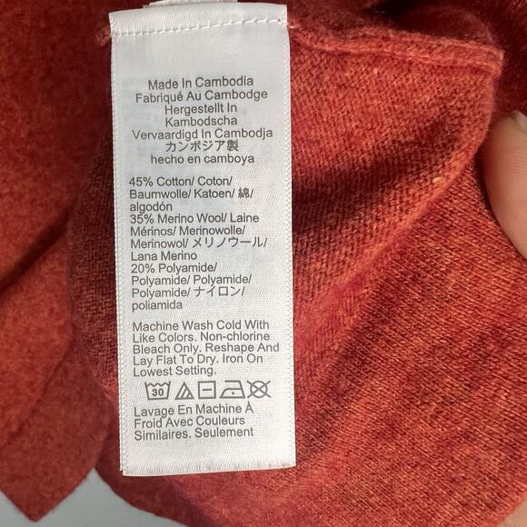 J Crew Womens Merino Wool Cotton Blend Sweater Crew Neck Sz M Orange - Picture 9 of 11